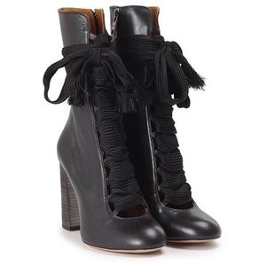 Chloé Harper Lace Up Mid Calf Booties